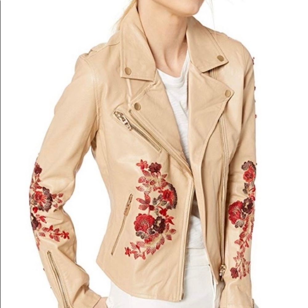 Blank NYC Faux Leather Embroidered Moto Jacket